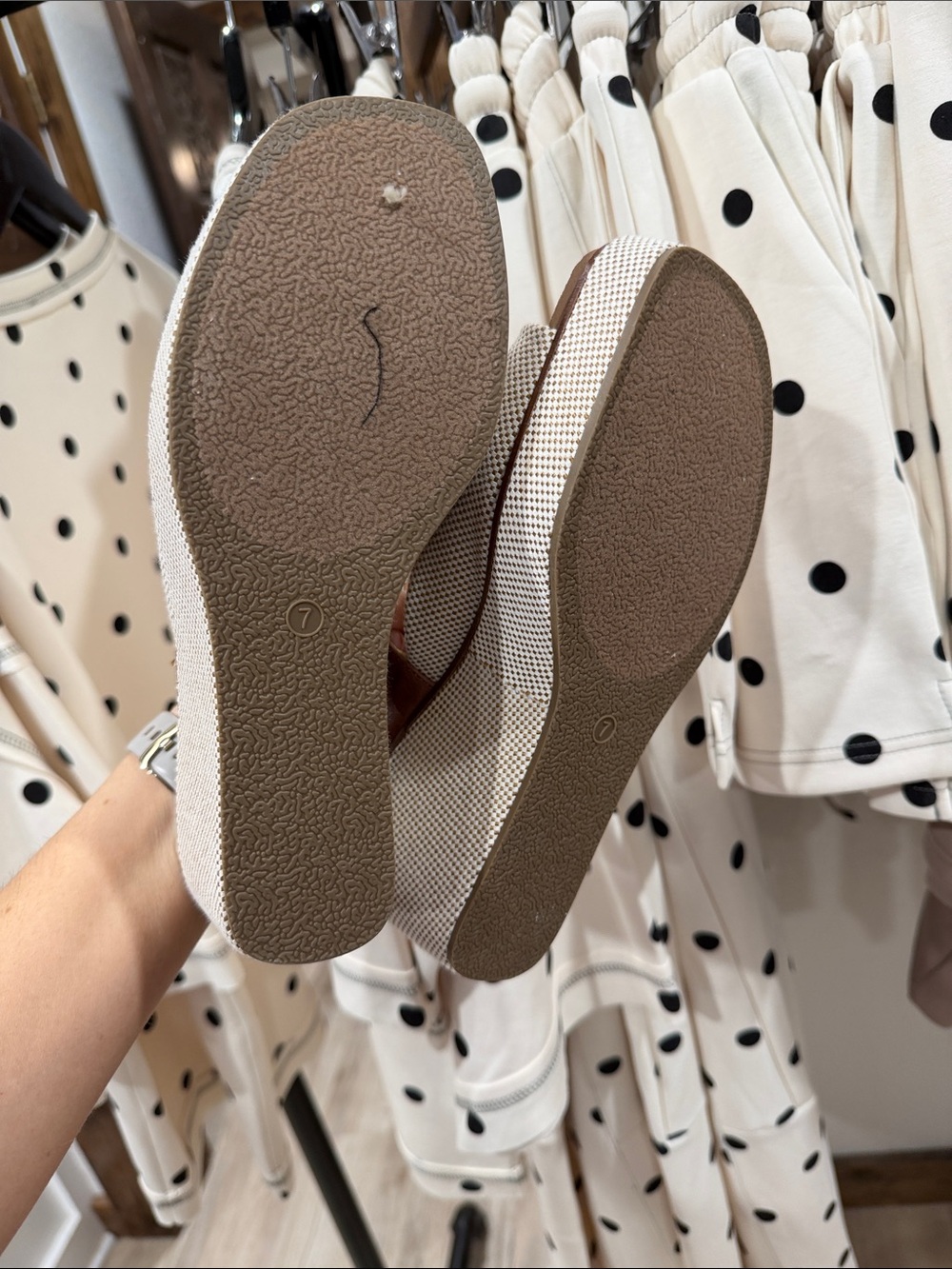 Corkys White & Brown Braided Wedge Sandals - Picture 3 of 5